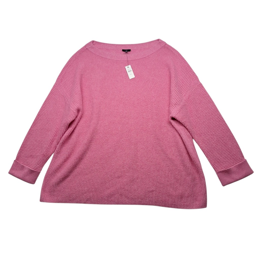 NWT Talbots‎ Sweater Women's Plus Size 3X Pink Waffle Knit Classic Wool Blend